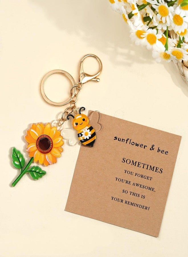 nylry Cute Keychains for Women Bag Charms Purse for Handbags Acrylic Bee Sunflower Keychain for Women Coworker Friendship Bag Accessories Charms Inspirational Gifts Good Luck Gifts-Bee&Sunflower - Image 2